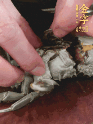 大閘蟹洗凈對(duì)半切，去底蓋去鰓。